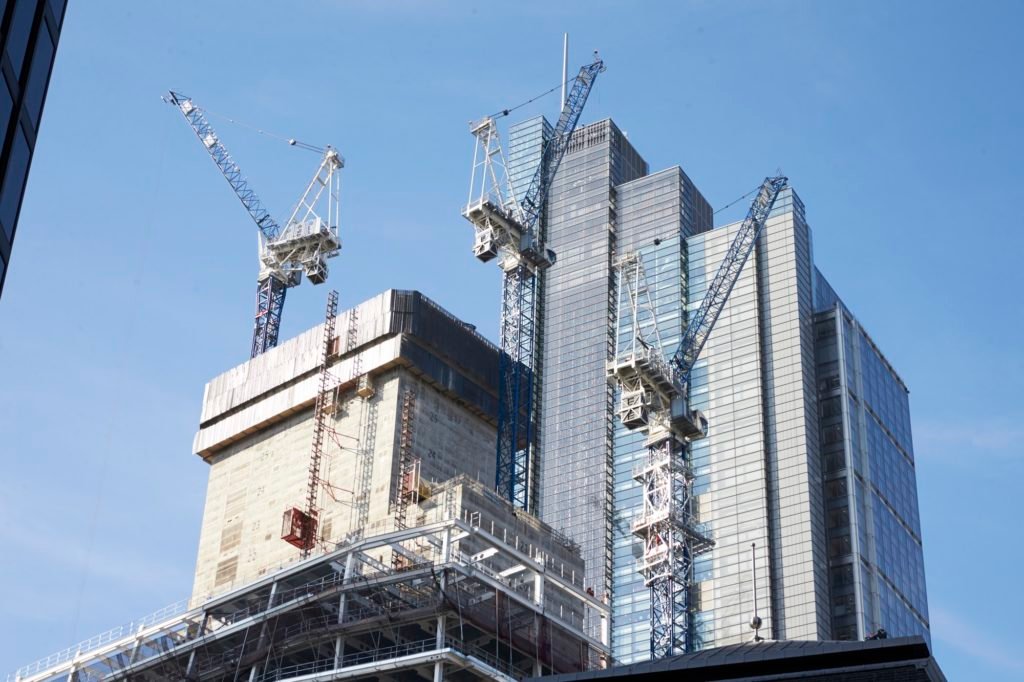 LONDON - MAY, 2017: Cranes working on construction